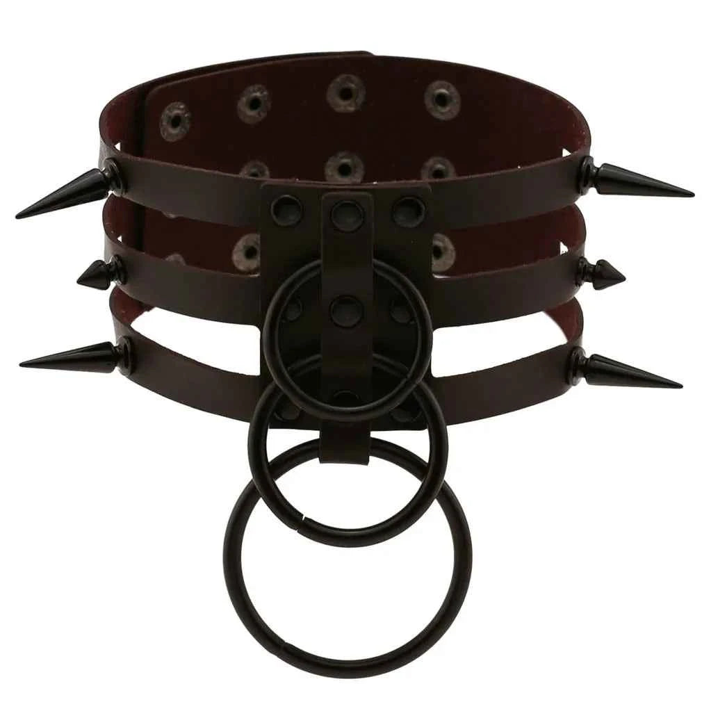 Fashion Women Men Black Rivet Leather Bondage Choker Necklace Punk Circle Spike Goth Collar Harajuku Necklaces Emo Witch Jewelry