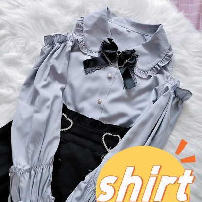 Y2K Japanese Style Blouse Elegant Long Sleeve
