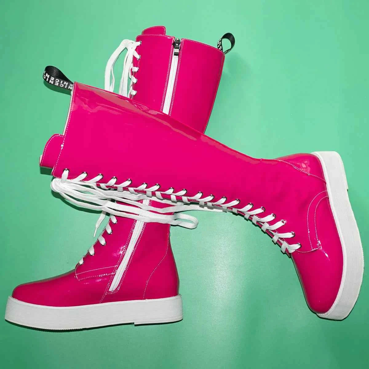 Winter Size 47 Pumps Shoes Women Plus Size 49 50 Patent Leather Knee High Snow Boots Round Toe Fashion Sneakers Big Size 48 Shoe