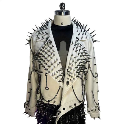 Digital Y2K Vegan Leather Skull Jacket Coat Club Wear Eco Punk Rock E-Girls Emo Hip Hop Harajuku Studded Rivet Gothic Grunge