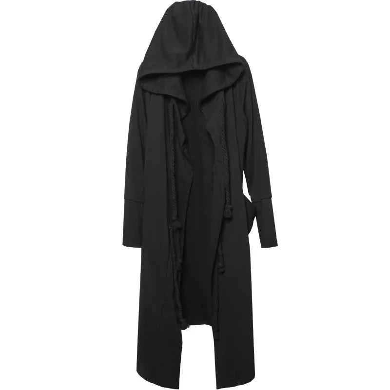 ARENS Men's Tide Spring Autumn Darkwear Warrior Large Size Windbreaker Gothic Style Long Coat Punk Cloak Hooded Wizard