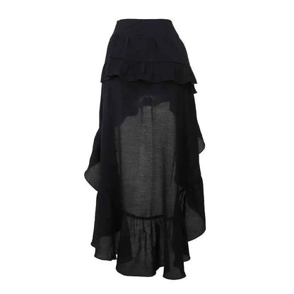 Goth Dark Kawaii Black Tiered Skirts 90S Retro Irregular Hem Party Bottoms Mall Gothic Women Fashion Dragging Skirt Alt Clothing