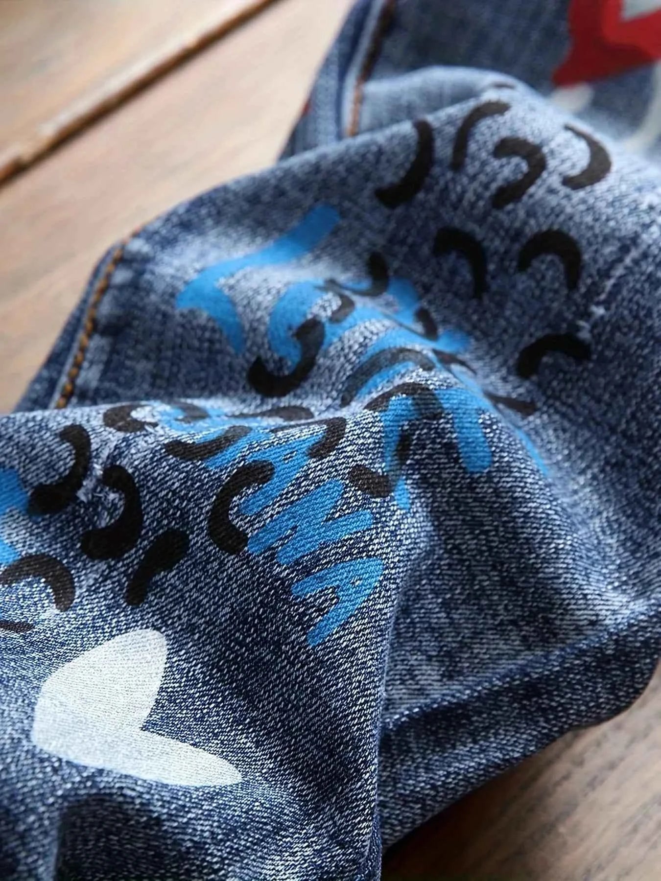 New European and American printed fashion jeans