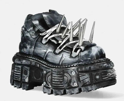 Platform Spiked Rivet Motorcycle Boot Men and Women 2024 New Punk Rock Pumps Round Toe Fashion Street 35-45 Sports Casual Boots