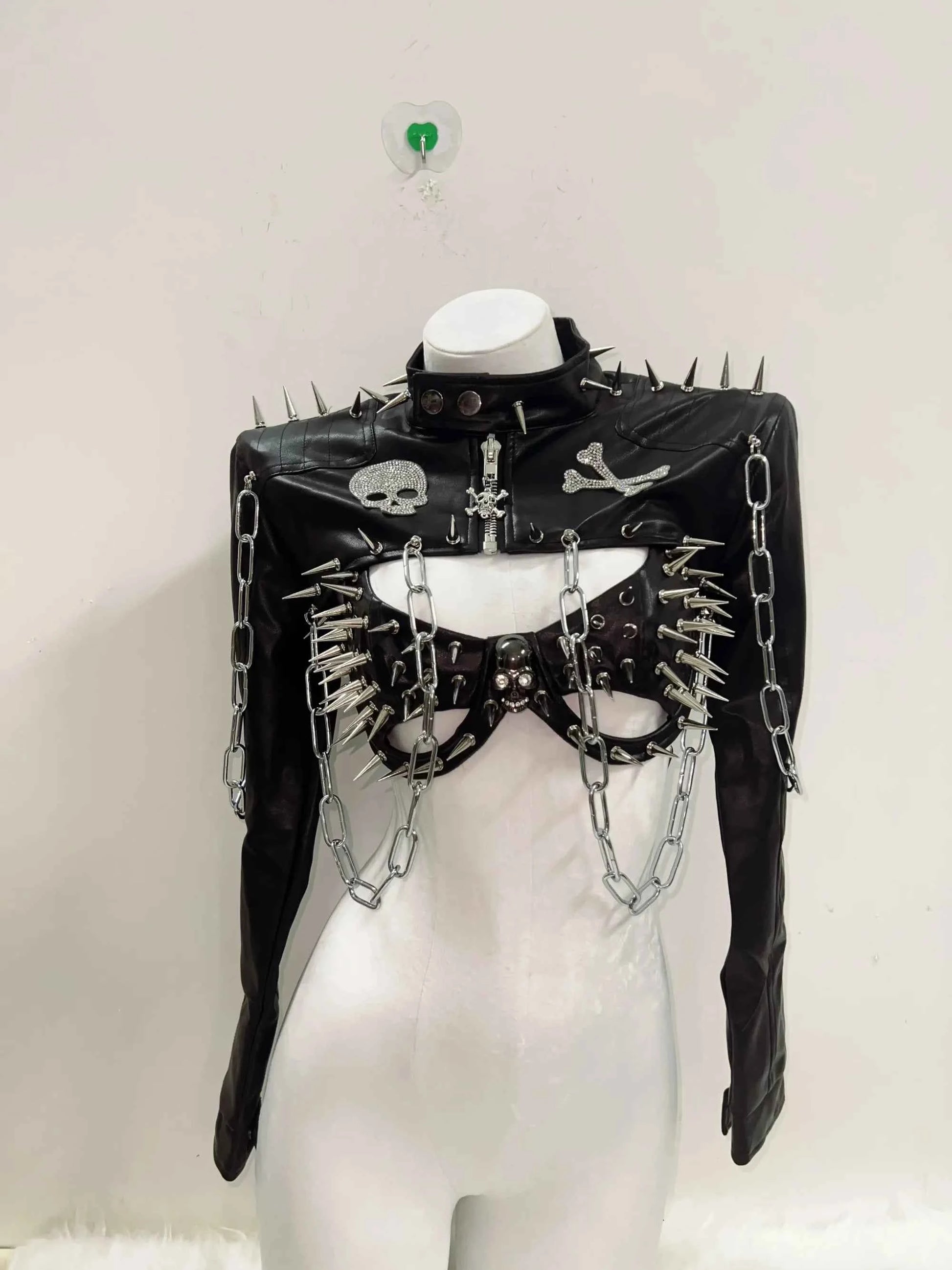 Rivets Jacket  vintage Jacket Punk Jacket y2k   Jacket y2k fashion Gothic Jacket harajuku fashion Cross Jacket Skull  Jacket
