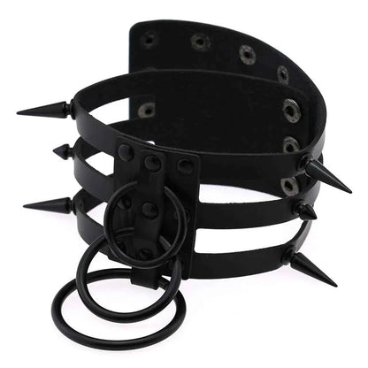 Fashion Women Men Black Rivet Leather Bondage Choker Necklace Punk Circle Spike Goth Collar Harajuku Necklaces Emo Witch Jewelry
