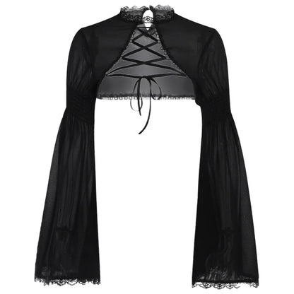 Gothic Classic Lace Flare Sleeve Blouse Y2K Rave