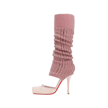 European AndAmerican Sexyrhinestone Elasticsocks Withsleeves Andknee Lengthcool Boots Forwomen's Fashion Shows and Banquet Shoes