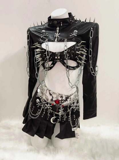 Rivets Jacket  vintage Jacket Punk Jacket y2k   Jacket y2k fashion Gothic Jacket harajuku fashion Cross Jacket Skull  Jacket