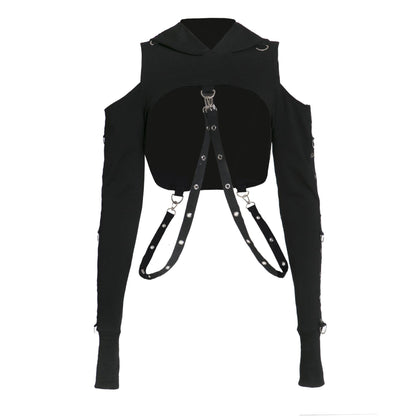 Women's Dark Gothic Crop Top Sweatshirt | Punk Aesthetic | MUNSIEUR