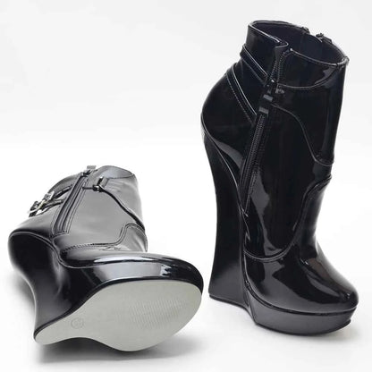 Unisex 18CM High Heel Wedge Platform Fetish Sexy Ankle Boots