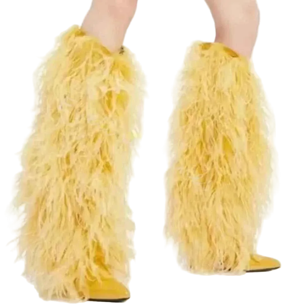 Black Hot Chic Furry Knee High Boots Women Sexy Pointed Thin Heel Fashion Boots Accept Customized Luxury Designer Runway Boots