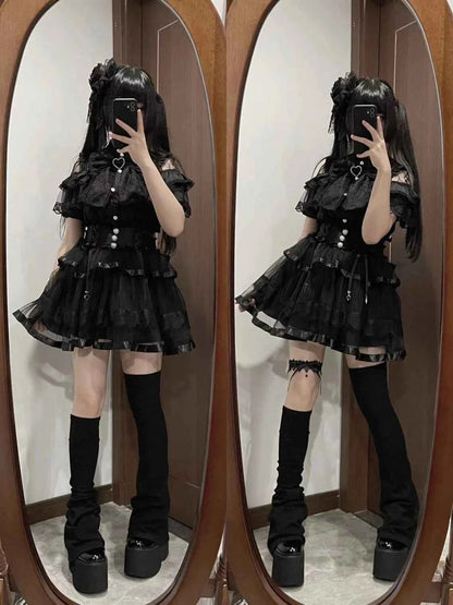 Japanese Kawaii Lolita Lace Patchwork Blouses Summer Women Harajuku Single Breasted Sweet Shirts Summer Girly JK Bow Tops Blusas
