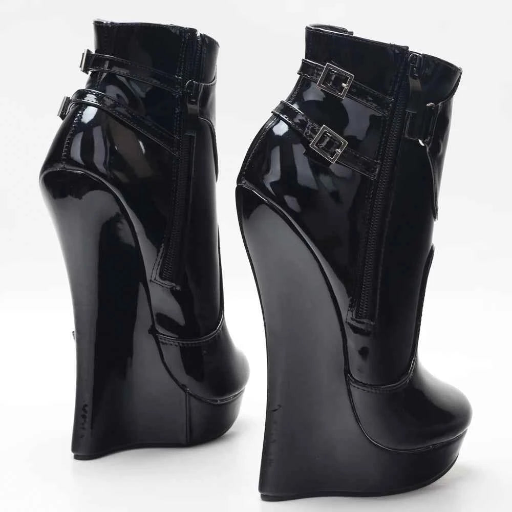 Unisex 18CM High Heel Wedge Platform Fetish Sexy Ankle Boots