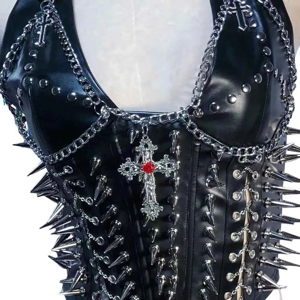 Grunge Emo Clothing ALT Punk Rock Clothes with Spikes Y2K Tops Festival Bra Teens Cyber Sexy Gothic Tank Goth T-shirt