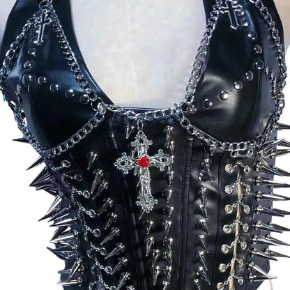 Grunge Emo Clothing ALT Punk Rock Clothes with Spikes Y2K Tops Festival Bra Teens Cyber Sexy Gothic Tank Goth T-shirt