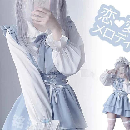 Kawaii Women Shirts Jirai Kei Lolita Y2K Cute Japanese Style Blouse Elegant Long Sleeve Sweet Tops Casual Aesthetic Shirt 2024