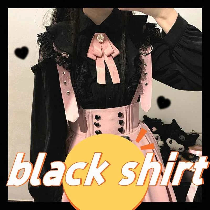Kawaii Women Shirts Jirai Kei Lolita Y2K Cute Japanese Style Blouse Elegant Long Sleeve Sweet Tops Casual Aesthetic Shirt 2024