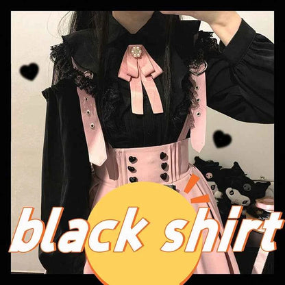 Kawaii Women Shirts Jirai Kei Lolita Y2K Cute Japanese Style Blouse Elegant Long Sleeve Sweet Tops Casual Aesthetic Shirt 2024