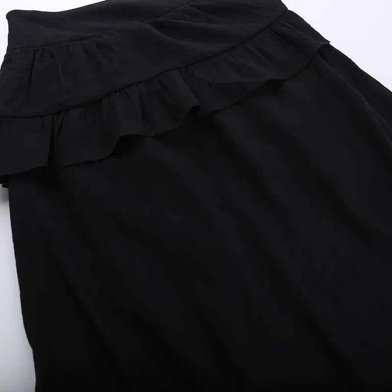 Goth Dark Kawaii Black Tiered Skirts 90S Retro Irregular Hem Party Bottoms Mall Gothic Women Fashion Dragging Skirt Alt Clothing