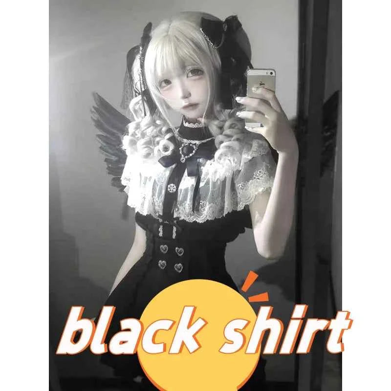 Kawaii Women Shirts Jirai Kei Lolita Y2K Cute Japanese Style Blouse Elegant Long Sleeve Sweet Tops Casual Aesthetic Shirt 2024