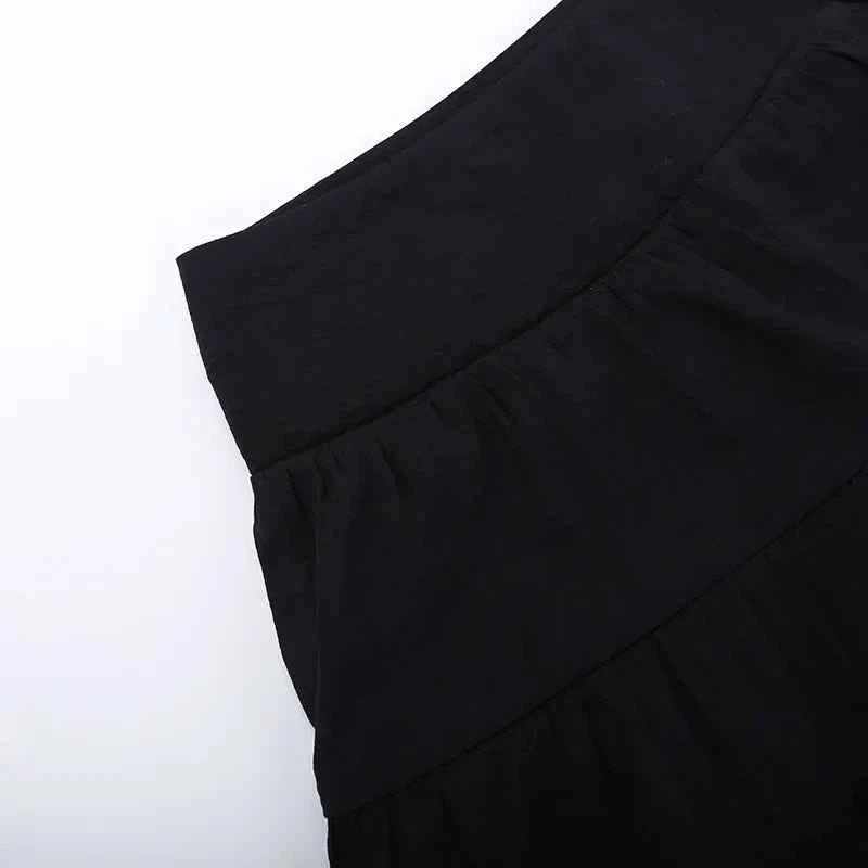 Goth Dark Kawaii Black Tiered Skirts 90S Retro Irregular Hem Party Bottoms Mall Gothic Women Fashion Dragging Skirt Alt Clothing
