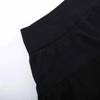 Goth Dark Kawaii Black Tiered Skirts 90S Retro Irregular Hem Party Bottoms Mall Gothic Women Fashion Dragging Skirt Alt Clothing