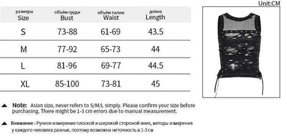 Gothic Crop Tops Punk Tanks Trendy Camisole T-Shirt Women Sexy Fishnet Backless Steampunk Vest Clubwear for Rave Party