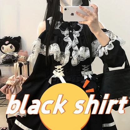Y2K Japanese Style Blouse Elegant Long Sleeve