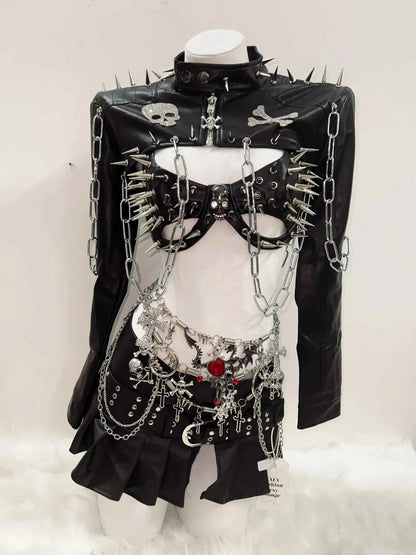 Rivets Jacket  vintage Jacket Punk Jacket y2k   Jacket y2k fashion Gothic Jacket harajuku fashion Cross Jacket Skull  Jacket