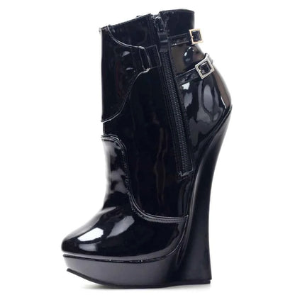 Unisex 18CM High Heel Wedge Platform Fetish Sexy Ankle Boots