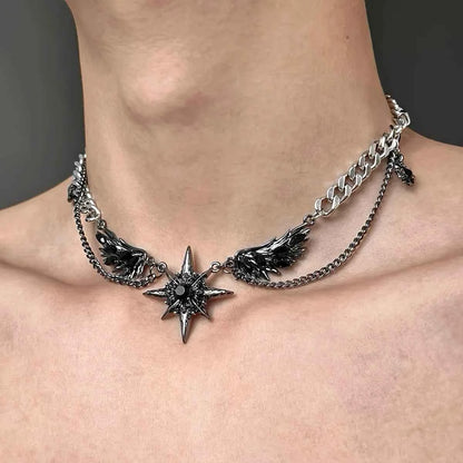Stainless steel necklace exquisite wing design