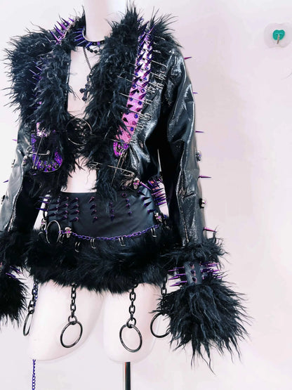 rivet Leather jacket Skull Leather jacket Gothic Leather jacket y2k Leather jacket Harajuku Leather jacket Unique Leather jacket