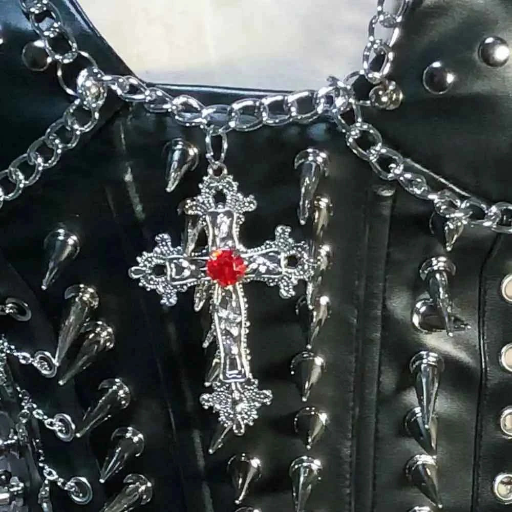 Grunge Emo Clothing ALT Punk Rock Clothes with Spikes Y2K Tops Festival Bra Teens Cyber Sexy Gothic Tank Goth T-shirt