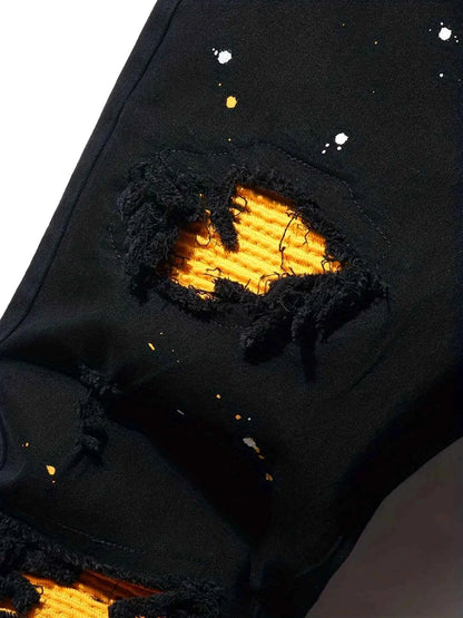 Men's Splash-Ink Patchwork Jeans
