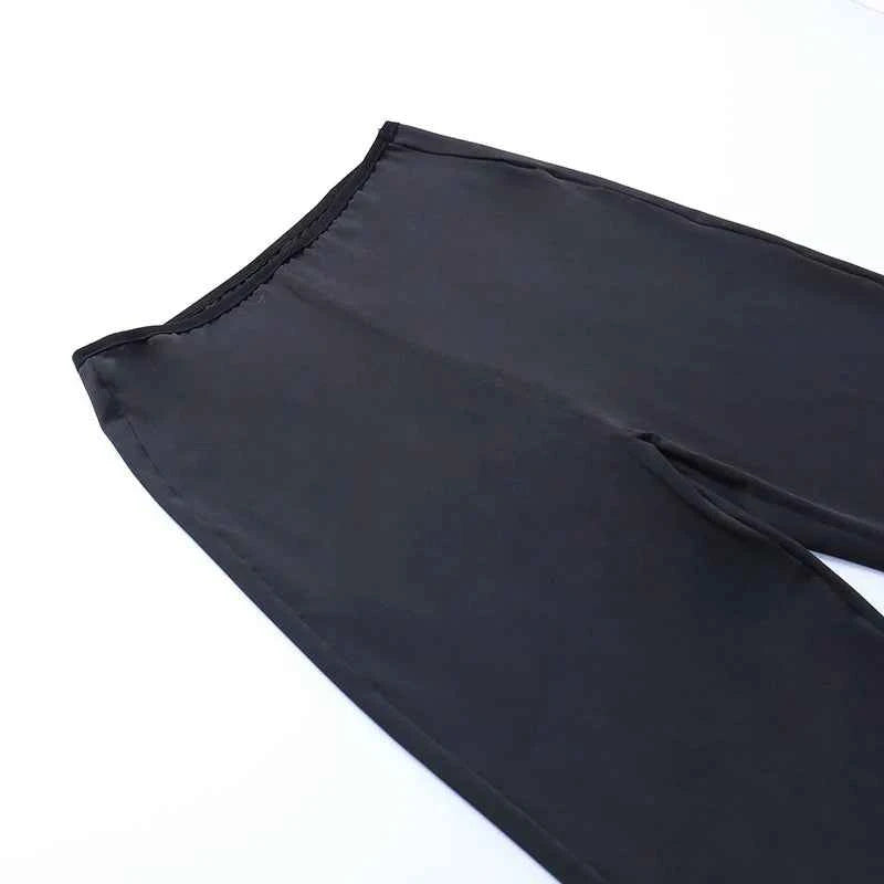 Goth Mall Flare Pants Sexy Black Lace Patchwork High Waist Vintage Harajuku Hippie Punk Grunge Streetwear  Y2k Pants