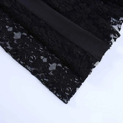 Goth Mall Flare Pants Sexy Black Lace Patchwork High Waist Vintage Harajuku Hippie Punk Grunge Streetwear  Y2k Pants