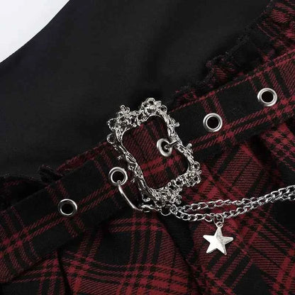 Punk Gothic Plaid Skirt Irregular Patchwork Harajuku | MUNSIEUR