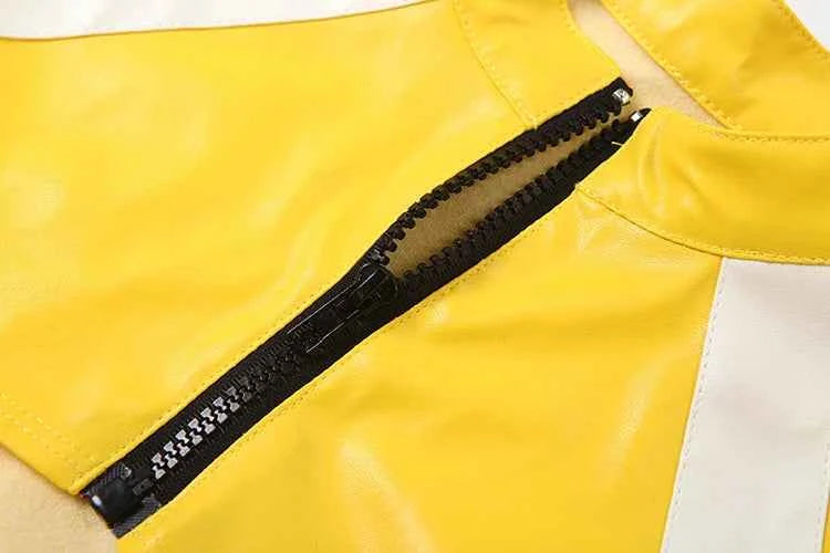 Kliou Horn Design Short Jacket Woman Faux Leather Zip Cardigan Full Sleeve Navel Exposed Hot Girls High Street Style Clothing