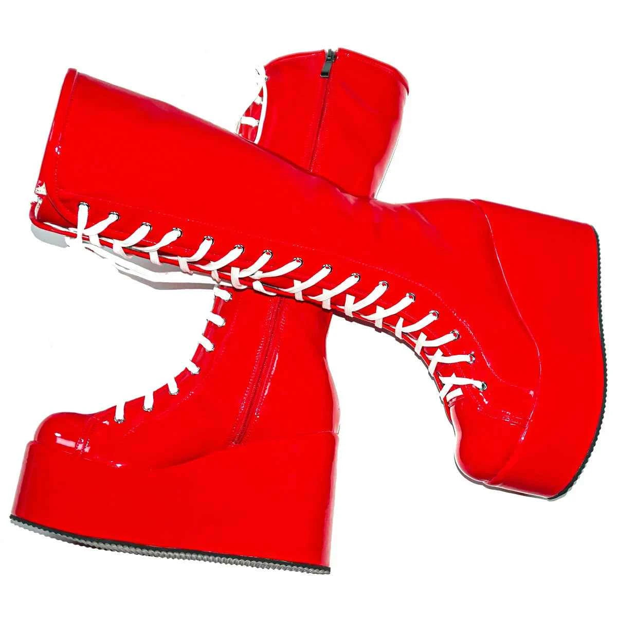 Patent Leather Wedges High Heel Knee High Snow Boots