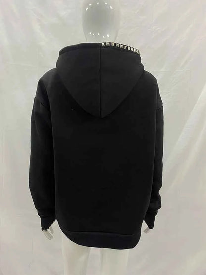 Winter Women's Studded Cross Hoodie | Gothic Streetwear | MUNSIEUR