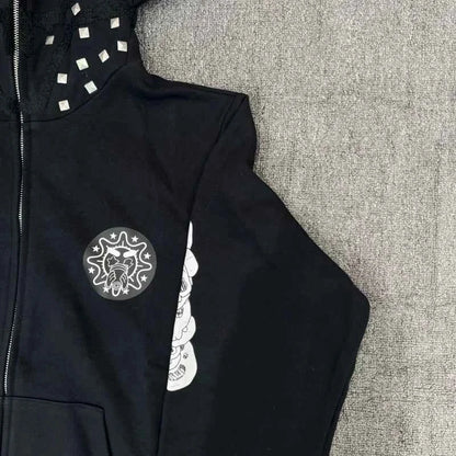 Y2K Glo Gang Spiked Hoodie Cartoon Print Gothic | MUNSIEUR