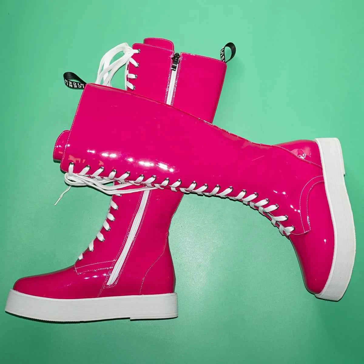 Winter Size 47 Pumps Shoes Women Plus Size 49 50 Patent Leather Knee High Snow Boots Round Toe Fashion Sneakers Big Size 48 Shoe