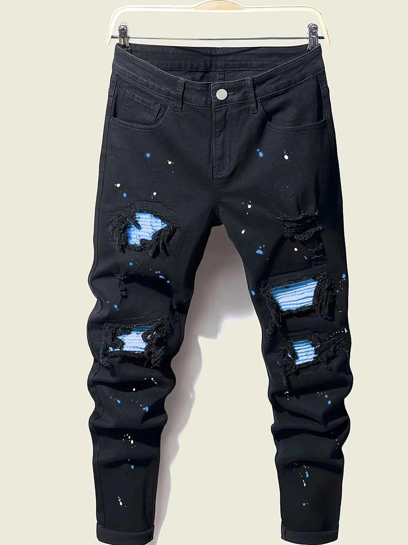 Men's Splash-Ink Patchwork Jeans
