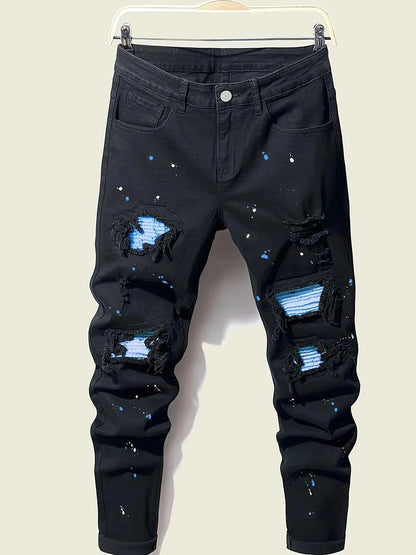 Men's Splash-Ink Patchwork Jeans