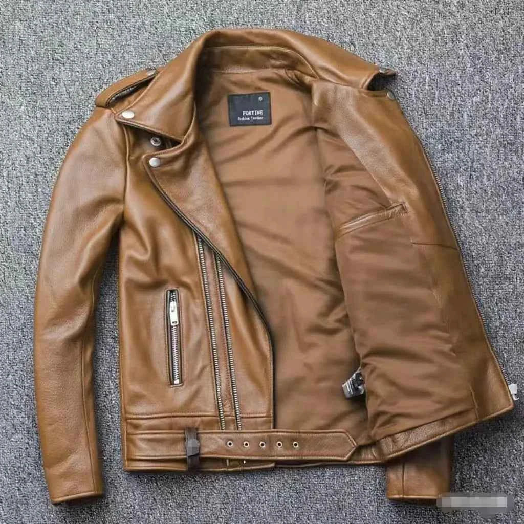Winter and Autumn Men's Oversized Button-down PU Leather Coat with Multiple Zippers Polo Jacket, with Many Zippers