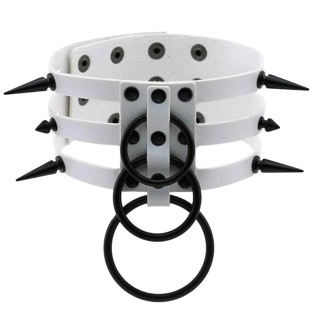 Fashion Women Men Black Rivet Leather Bondage Choker Necklace Punk Circle Spike Goth Collar Harajuku Necklaces Emo Witch Jewelry