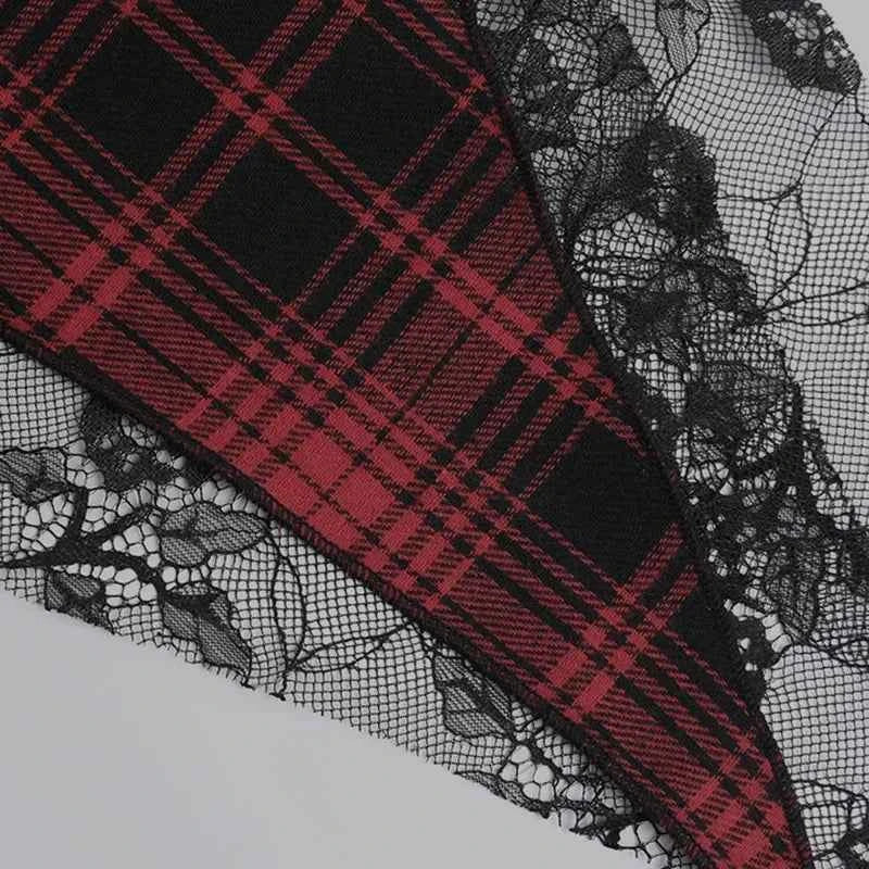 Punk Gothic Plaid Skirt Irregular Patchwork Harajuku | MUNSIEUR