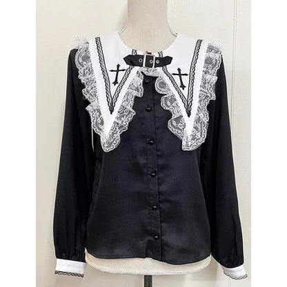 Y2K Japanese Style Blouse Elegant Long Sleeve