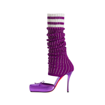 European AndAmerican Sexyrhinestone Elasticsocks Withsleeves Andknee Lengthcool Boots Forwomen's Fashion Shows and Banquet Shoes